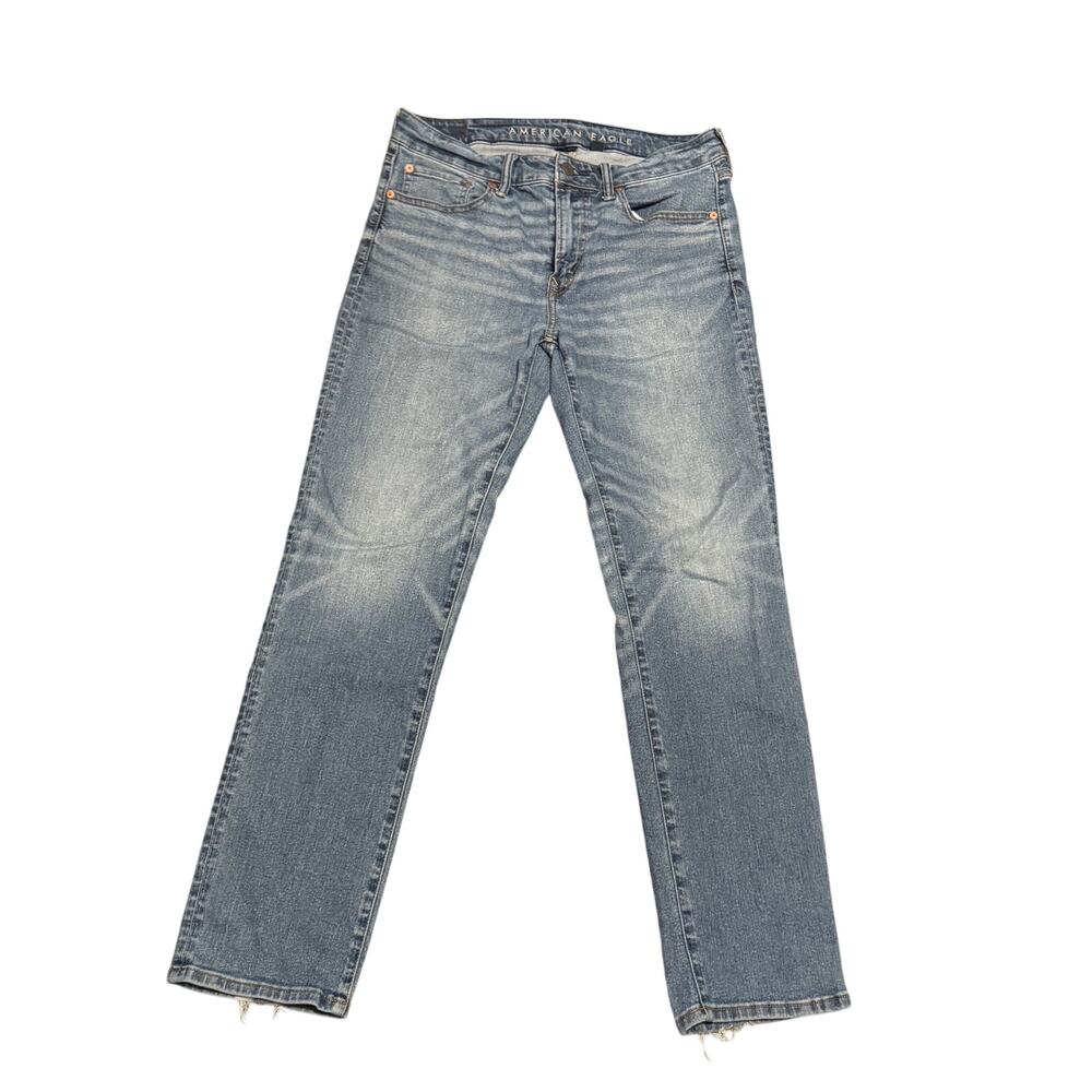 American Eagle AirFlex+ Original Straight Jeans Men 32x32 Medium Wash Distressed